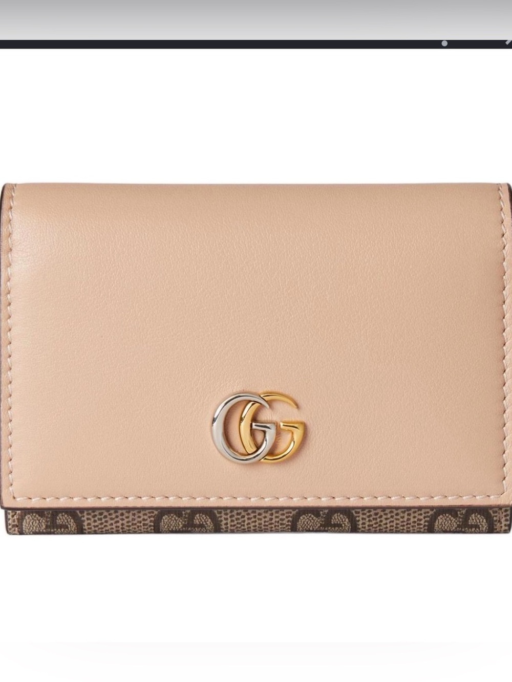 Gucci Pink-Beige GG Leather Continental Wallet with Double G Hardware